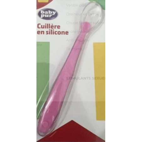BABY PUR CUILLERE EN SILICONE  4m+ VERT-ROSE-